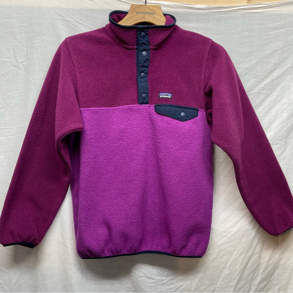 Patagonia synchilla Snap-T Fleece Pullover sweater pink purple Girls X-Large